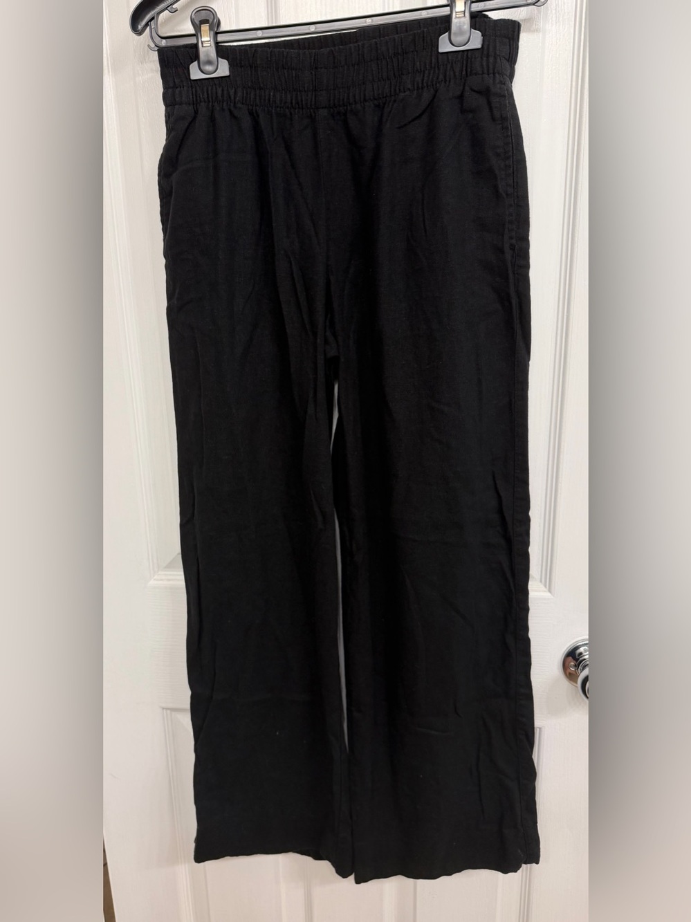 Old Navy Black Linen Blend Pull-On Wide-Leg Pants